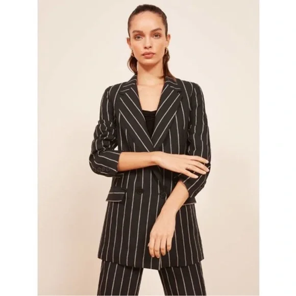 Reformation Jackets Coats Reformation Black Striped